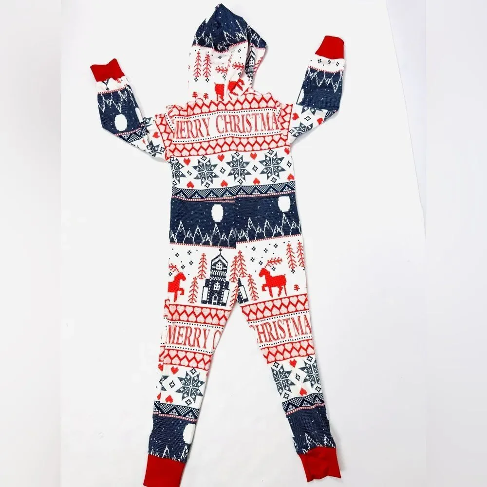 NEW Hooded Onesie Christmas Pajamas Kids 2/3